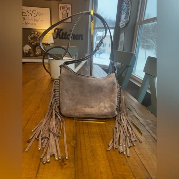 Michael Kors Fringe Crossbody in Suede with Zipper - Picture 2 of 15